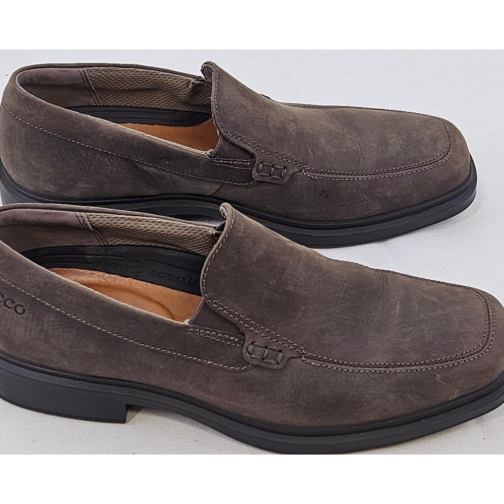 ECCO Helsinki 2 Mens Slip On Loafers Brown Leather Apron Toe Shoes 43 US 9-9.5 - Picture 3 of 12